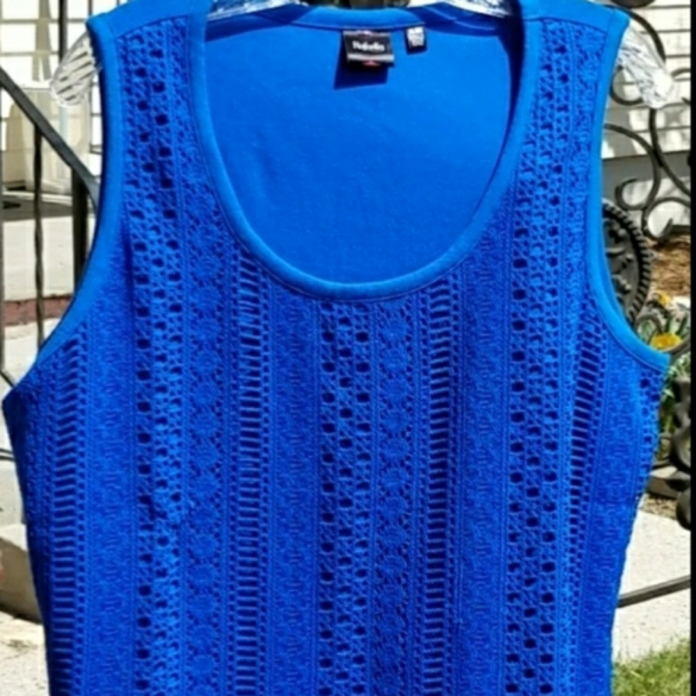 Rafaella Woman's Blue Crocheted Front Tank - Picture 6 of 6